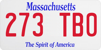 MA license plate 273TB0