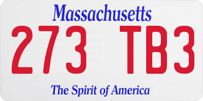 MA license plate 273TB3