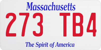 MA license plate 273TB4