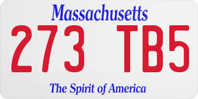 MA license plate 273TB5