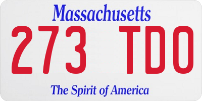MA license plate 273TD0