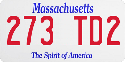 MA license plate 273TD2