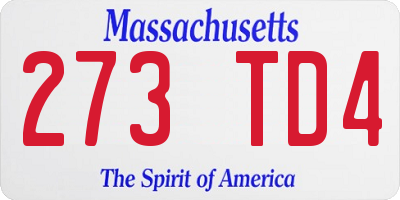 MA license plate 273TD4