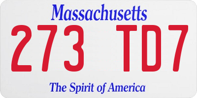 MA license plate 273TD7