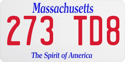 MA license plate 273TD8