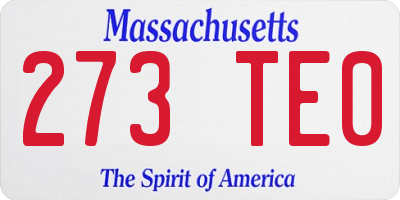 MA license plate 273TE0