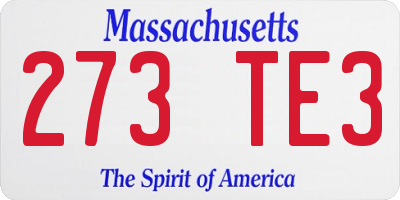 MA license plate 273TE3