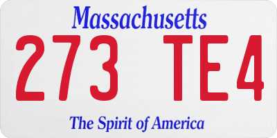 MA license plate 273TE4