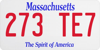 MA license plate 273TE7