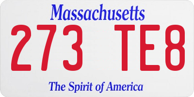 MA license plate 273TE8
