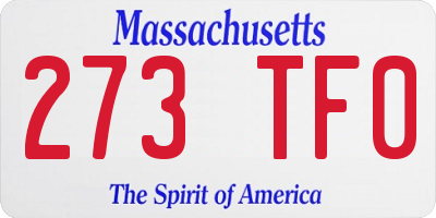 MA license plate 273TF0