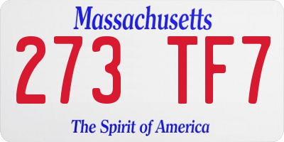 MA license plate 273TF7