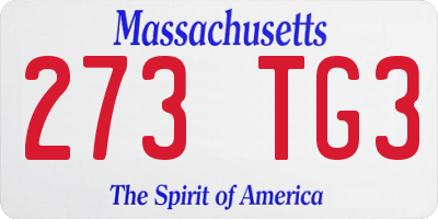 MA license plate 273TG3