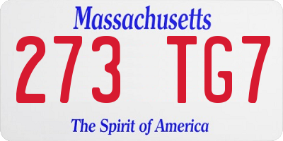 MA license plate 273TG7