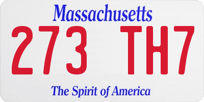MA license plate 273TH7