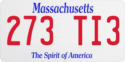 MA license plate 273TI3