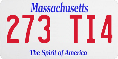 MA license plate 273TI4