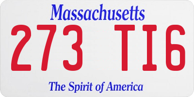 MA license plate 273TI6
