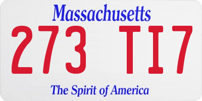 MA license plate 273TI7