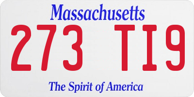 MA license plate 273TI9