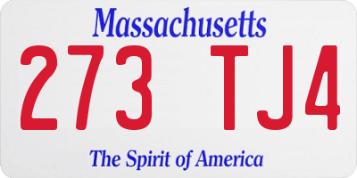 MA license plate 273TJ4