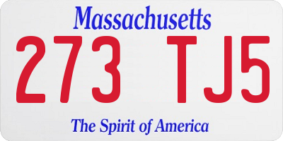 MA license plate 273TJ5
