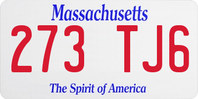 MA license plate 273TJ6