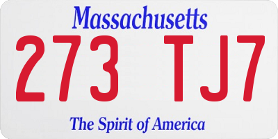 MA license plate 273TJ7