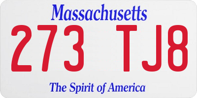 MA license plate 273TJ8
