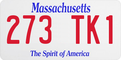 MA license plate 273TK1