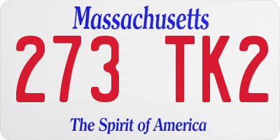 MA license plate 273TK2