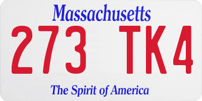 MA license plate 273TK4