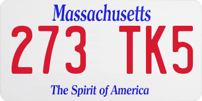 MA license plate 273TK5
