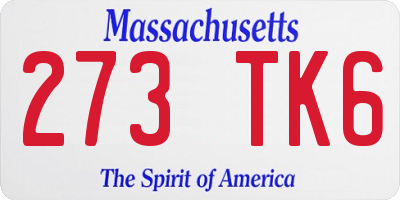 MA license plate 273TK6