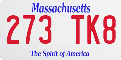 MA license plate 273TK8
