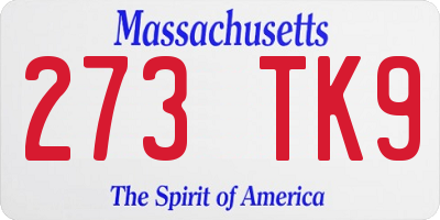 MA license plate 273TK9