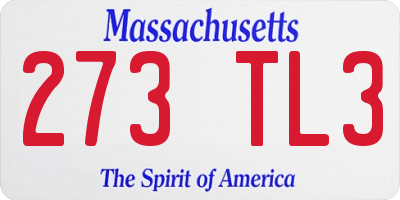 MA license plate 273TL3