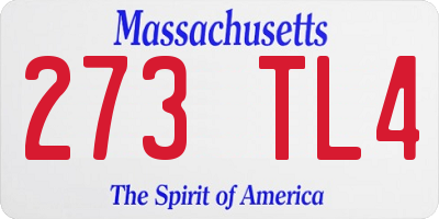 MA license plate 273TL4