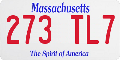 MA license plate 273TL7
