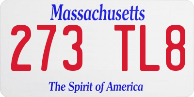 MA license plate 273TL8