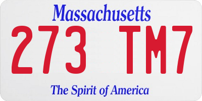 MA license plate 273TM7