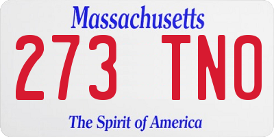 MA license plate 273TN0
