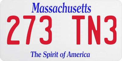 MA license plate 273TN3