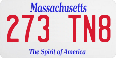 MA license plate 273TN8