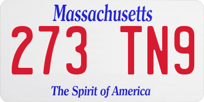 MA license plate 273TN9