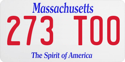 MA license plate 273TO0