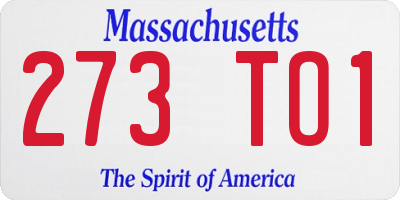 MA license plate 273TO1
