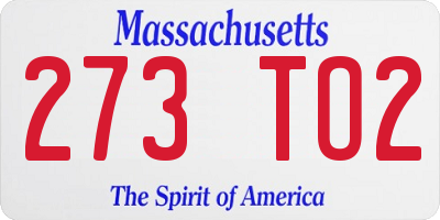 MA license plate 273TO2
