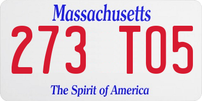 MA license plate 273TO5