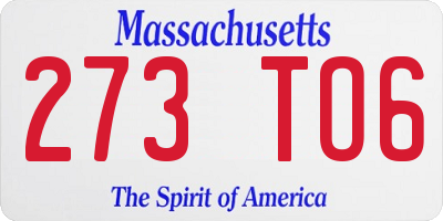 MA license plate 273TO6